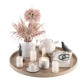 Wood Pink Decorative Set with Wheat Set